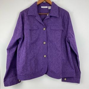 Tantrums size XXL Women’s Purple Floral Embroidered Button Up Jacket